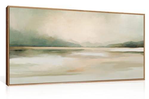 DRACIT Large Abstract Sage Green Pastel Wall Art Set — 20x40 Inch Framed Canvas, Landscape Home Decor