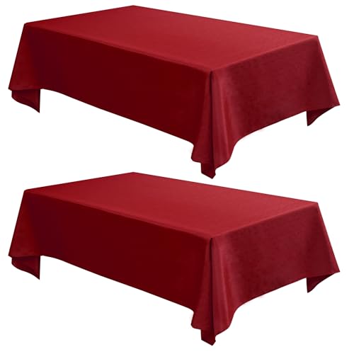 Fitable 2 Pack Christmas Red Faux Linen Rectangle Tablecloths 54x78 Inch