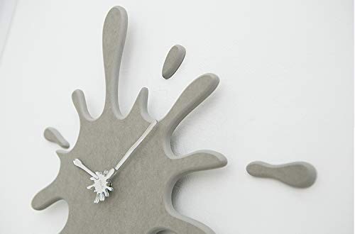 Stephanie Imports Modern Minimalist Gray Ink Splash Silent Wall Clock (19.5” X 18.8”)