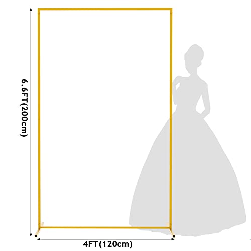 Fomcet Gold Metal Square Backdrop Stand 6.6ft x 4ft Wedding Arch Frame