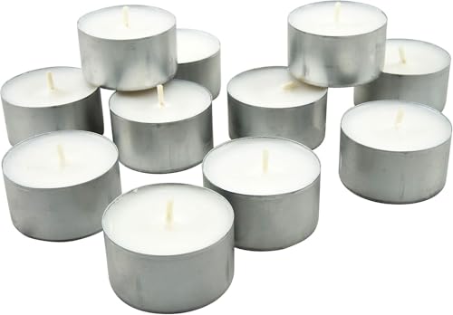 Stonebriar 100 Pack Unscented Tea Light Candles - 8 Hour Burn Time, White, Sibling 100