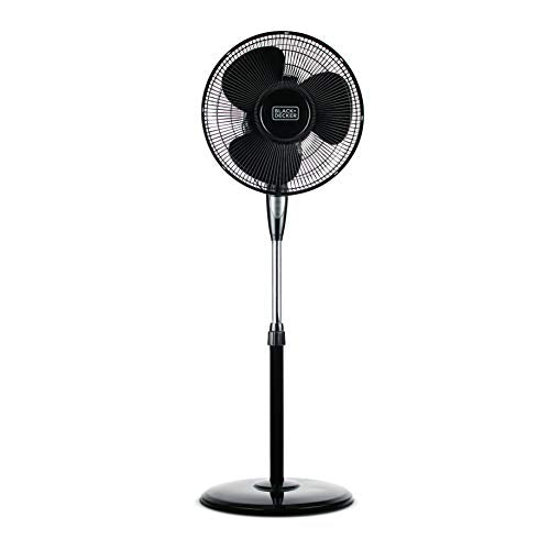 BLACK+DECKER 16-inch Oscillating Pedestal Fan with Remote Control - Black, Adjustable Height & Tilt