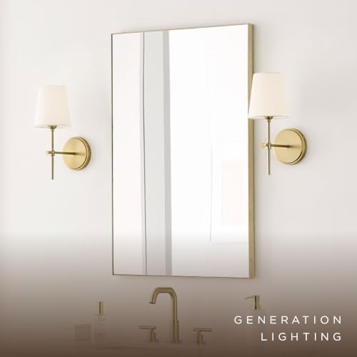 Generation Lighting Baker 1-Light Satin Brass Wall Sconce - Classic Bathroom Fixture