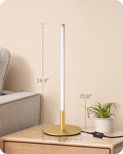 EDISHINE Gold Dimmable LED Table Lamp with Touch Control & Soft Silicone Shade