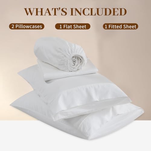 Bedlifes 1000TC Egyptian Cotton King Sheets Set with 22" Deep Pocket, White, 4-Piece