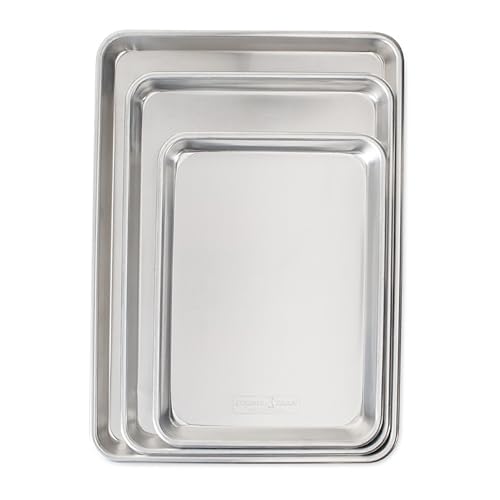 Nordic Ware Naturals 3-Piece Aluminum Bakeware Set - USA Made Sheet Pans - Half, Jelly Roll, Quarter - Variation 1