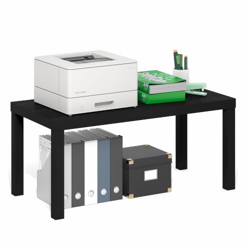 Furinno CLASSIC Black Rectangle Coffee & Printer Table, Modern Home Office Stand