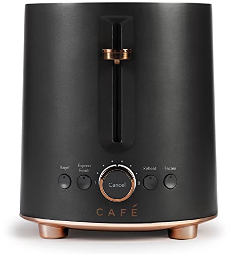 Café Express Finish 2-Slice Toaster Matte Black with Wide Slots & Bagel Mode - Kitchen Appliance