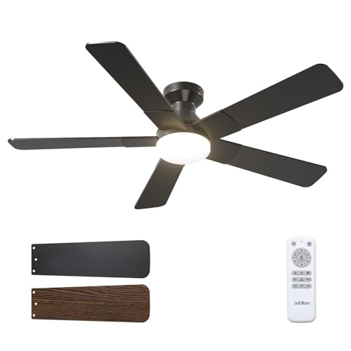addlon 52 Inch Black Low Profile Ceiling Fans with Lights and Remote