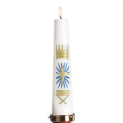 Advent Pillar Candles with Nativity Christ Decal, 14 Inch White Wax for Christmas & Holidays