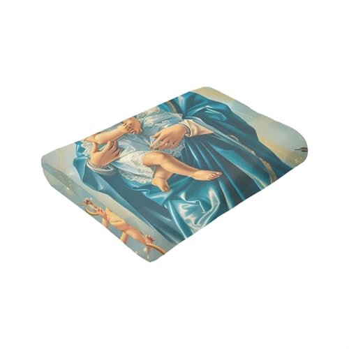 Virgin Mary Blanket for Girls Woman Our Lady of Guadalupe Throw Blanket Christian Stuff Decor Merch Cozy Flannel Soft Warm Plush Lightweight Bedding Religious Gifts for Boy Man Sofa Bedding 50"X40"