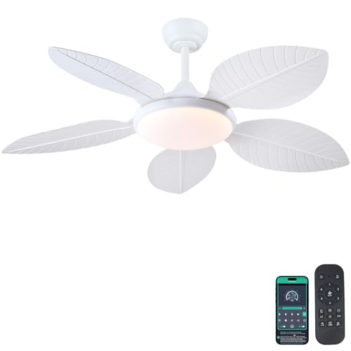 Wiviniya 48 Inch White Tropical Ceiling Fan with Lights & Remote Control