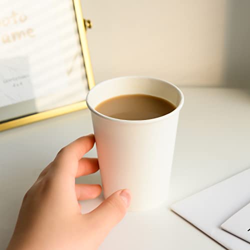 White Disposable Paper Coffee Cups 12 oz 1000 Pack - Leak-Proof, Hot & Cold Beverages