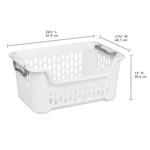 Sterilite 6-Pack Stacking Laundry Baskets - Plastic Clothes Hampers with Handles