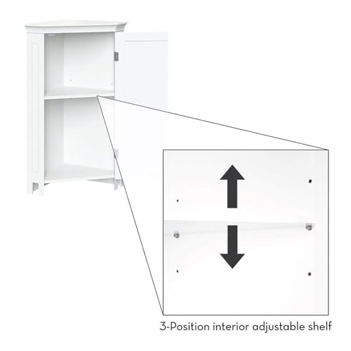 RiverRidge Somerset Corner Floor Linen Storage Cabinet - White Bathroom Organizer