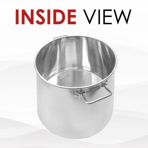 Concord 40-Quart Stainless Steel Stock Pot with Lid - Heavy Duty Commercial Kitchen