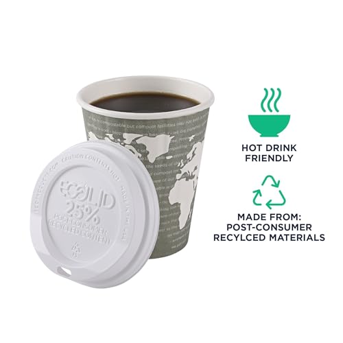 Recycled Coffee Cup Lids - White, 10-20oz, Case of 1000, Eco-Friendly, Made in USA