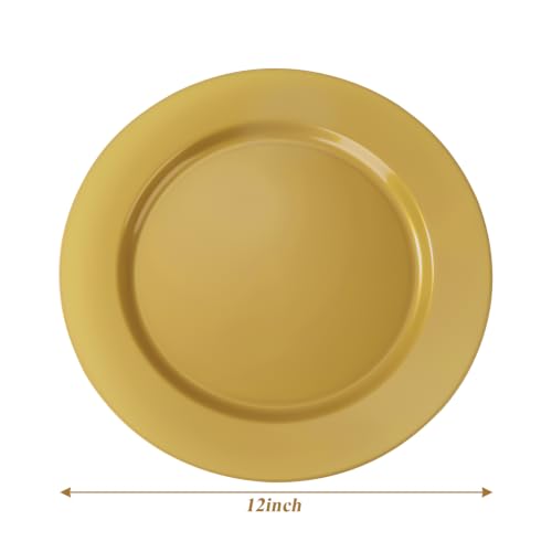 Bright Gold 50 Pack 12 Inch Plastic Charger Plates - Elegant Tableware