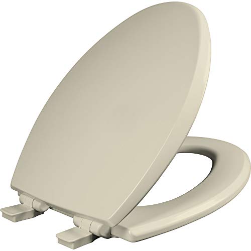 Mayfair Cassel Slow Close Elongated Toilet Seat - Easy Clean, Non Slip, Made in USA, Bone