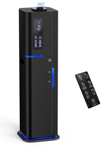 Zeova 10L Black Ultrasonic Cool Mist Humidifier for Large Rooms with Remote
