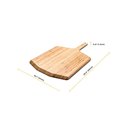 Ooni 16-Inch Bamboo Pizza Peel & Serving Board - 25.5" L x 16.1" W, Pizza Spatula Paddle, Oven Accessory