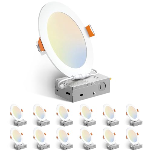 Amico White 6 Inch LED Recessed Downlight 5 CCT Canless Wafer Light