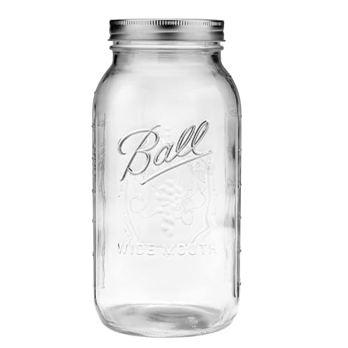Half Gallon Wide Mouth Glass Mason Jars with Lids & Bands - Pack of 4