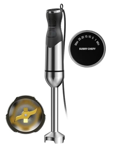 Immersion Blender Handheld 1000W 25-Speed Stainless Steel Black - Heavy-Duty Motor