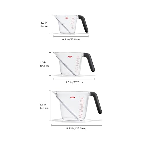 Measuring Cups Set - Angled 3-Piece Kitchen Liquid Measuring Spoons - Multi Size