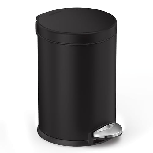 simplehuman 4.5L Matte Black Round Step Trash Can with Silent Close Lid