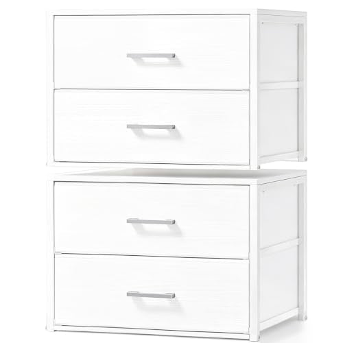 Fixwal Closet Drawers for Clothes, 2 Pack, 4 Stackable, 21.2" Wide