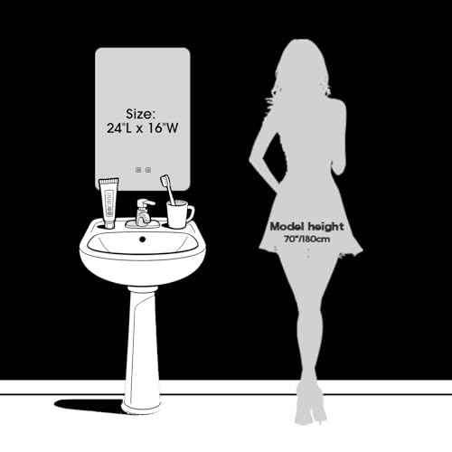 LED Bathroom Mirror 16x24 Inch Anti-Fog with Lights & 3 Light Modes - Vertical Wall Mount