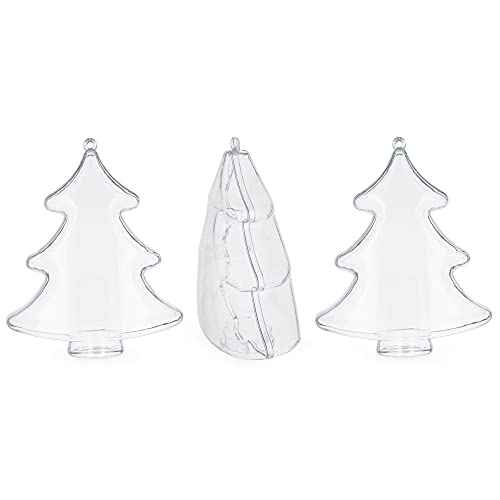 Set of 3 Clear Plastic Christmas Tree Shape Ornaments 4.35 Inches
