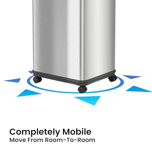 Touchless Sensor Kitchen Trash Can with Odor Filter and Wheels - Silver & Black
