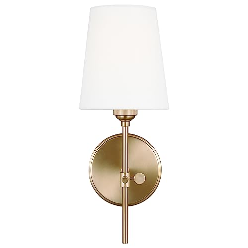 Generation Lighting Baker 1-Light Satin Brass Wall Sconce - Classic Bathroom Fixture
