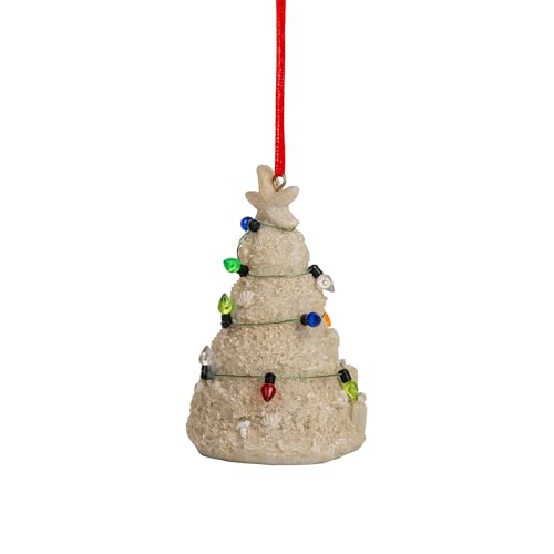 Beach Christmas Ornament with Lights - Nautical White Sand Beach Decor
