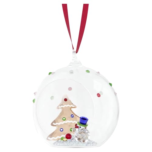 Swarovski Holiday Cheers Tree and Snowman Crystal Ornament - Red Ribbon Variation