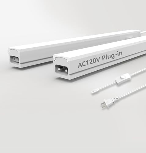 Leetdud 24 Inch White Under Cabinet LED Lights 2-Pack, Linkable, Plug-in, Dimmable CCT 3000K/4000K/5000K