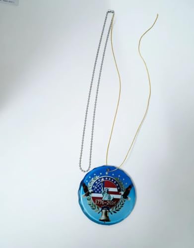 Yushengtong Patriotic America 250th Anniversary Crystal Glass Ornament Pendant - Red, Blue, White, Gold - 3 Inch Holiday Christmas Decoration