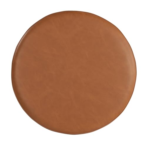 Studio Living Wentworth 19-Inch Caramel Brown Faux Leather Round Ottoman Bench