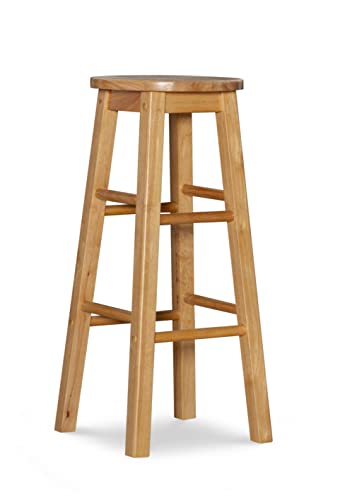 Natural Finish 29-Inch Wooden Bar Stool with Round Seat - Modern Kitchen & Pub Seating