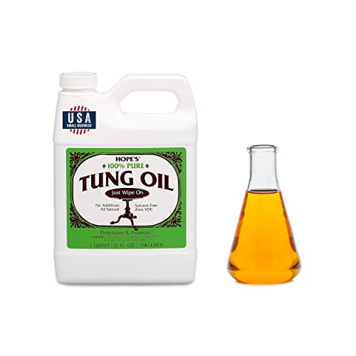 Hope's 100% Pure Tung Oil Food Safe Wood Finish 32 Fl Oz - Natural Penetrating Sealant for Furniture & Surfaces