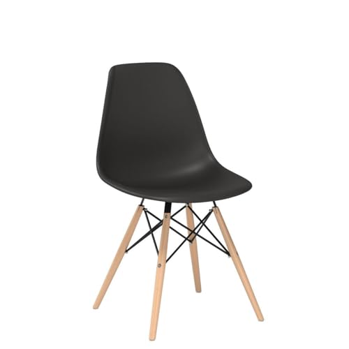 Furmax Modern Plastic Dining Chair Set - Black, Mid-Century Style, 4-Pack