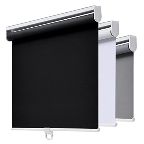 AOSKY Blackout Cordless Roller Shade for Indoor Windows - 46W x 72H, Black