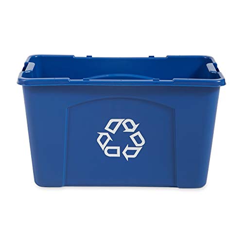 Rubbermaid Commercial 18-Gallon Stackable Recycling Bin with Handles, Blue (1 Pack)