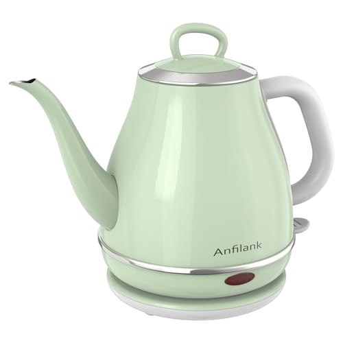 Electric Gooseneck Kettle 1L 1500W Stainless Steel for Coffee & Tea - Green