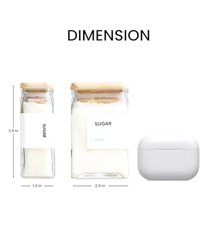 White Glass Storage Jars with Bamboo Lids - 4oz, Set of 12 - Airtight Spice, Candy & Tea Canisters