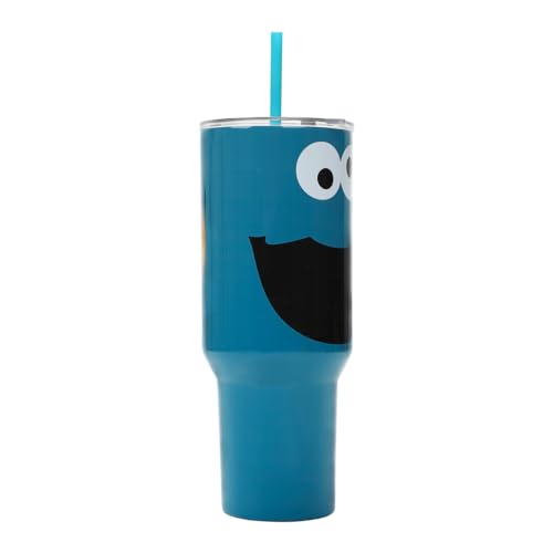 Sesame Street Cookie Monster Stainless Steel Tumbler 40 Oz with Handle