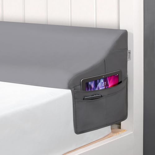 Vekkia King Size Bed Wedge Pillow 0-6 Inch Gap Filler for Headboard Grey 76x10x7