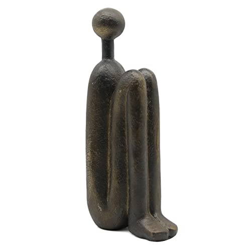 Lukitas Thinker Decorative Bookends - Bronze Color Resin, Non-Slip 9''